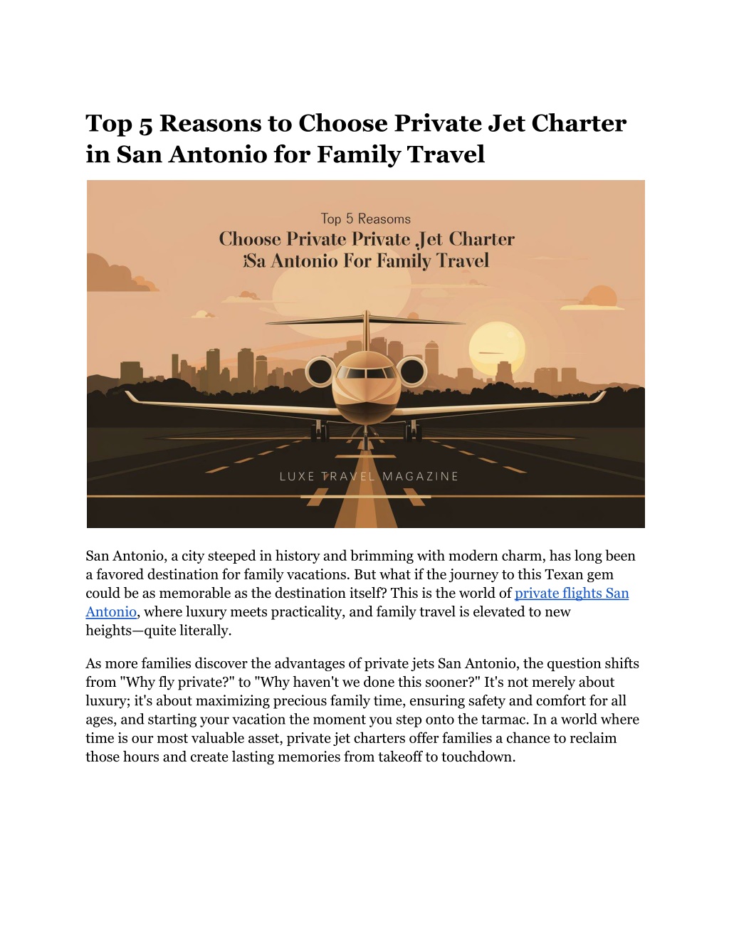 top 5 reasons to choose private jet charter l.w