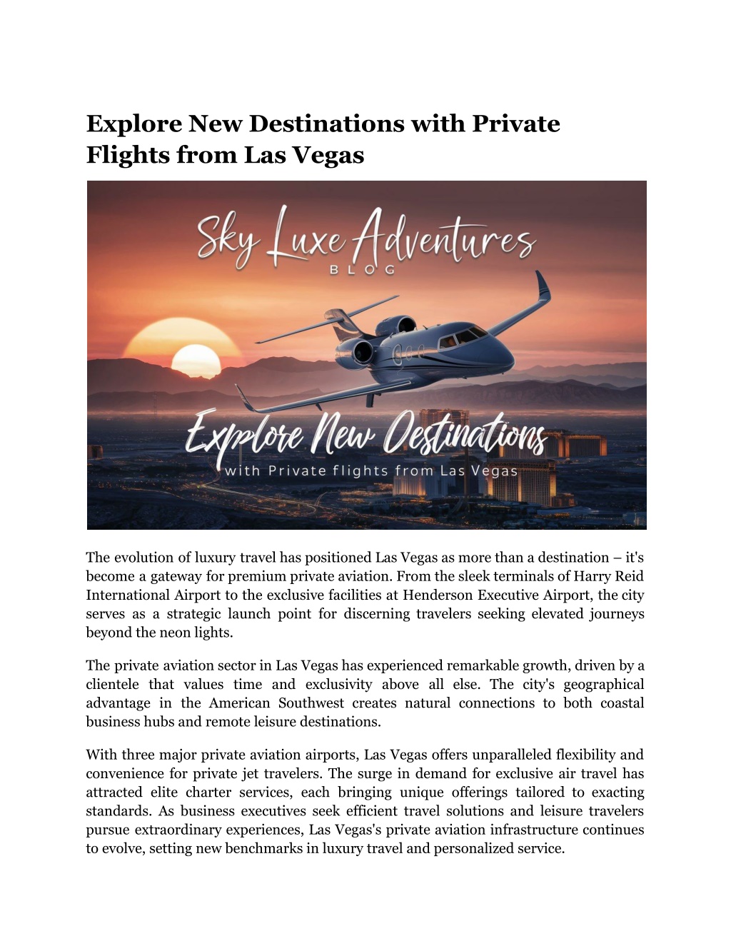 explore new destinations with private flights l.w