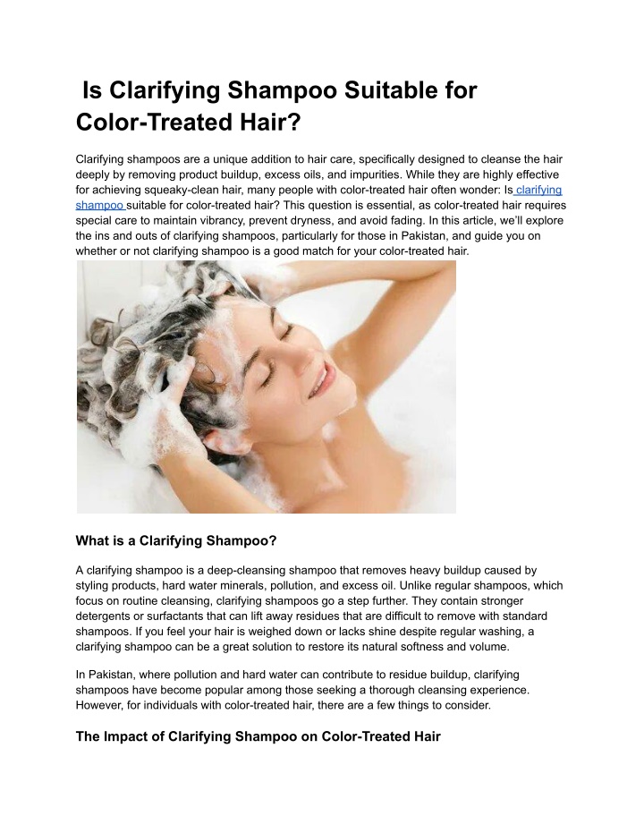 is clarifying shampoo suitable for color treated n.w