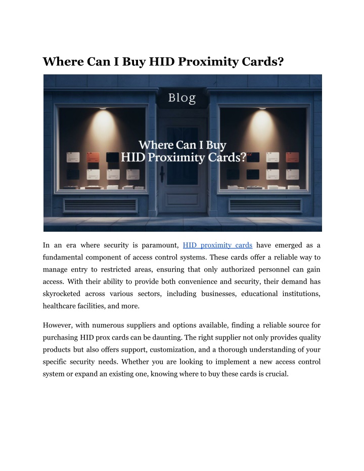 where can i buy hid proximity cards n.w