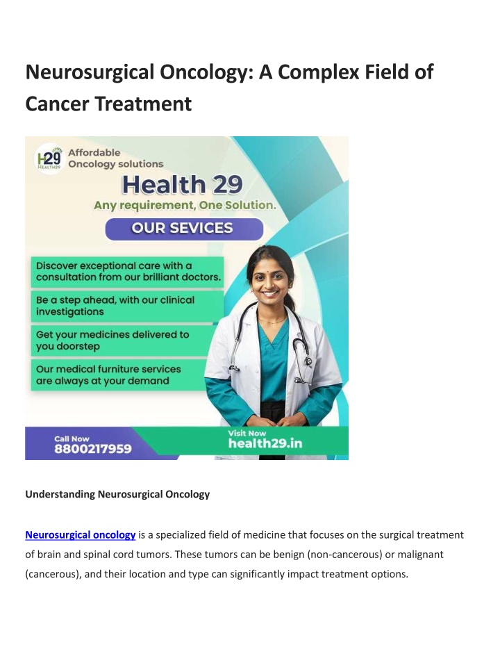 neurosurgical oncology a complex field of cancer n.w