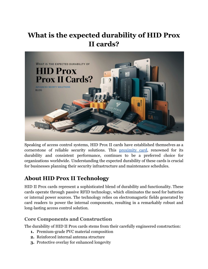what is the expected durability of hid prox n.w
