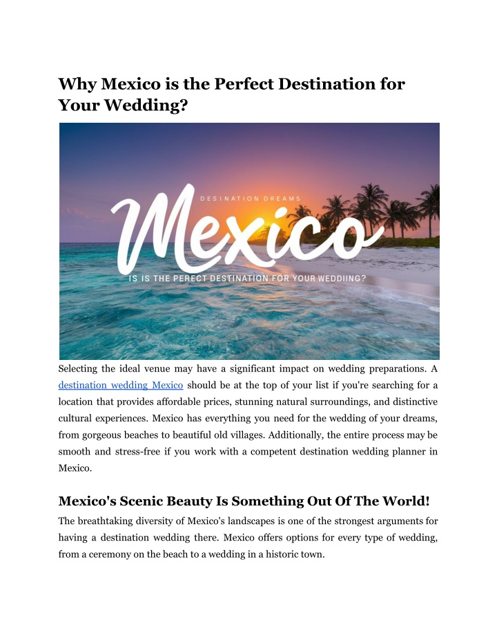 why mexico is the perfect destination for your n.w