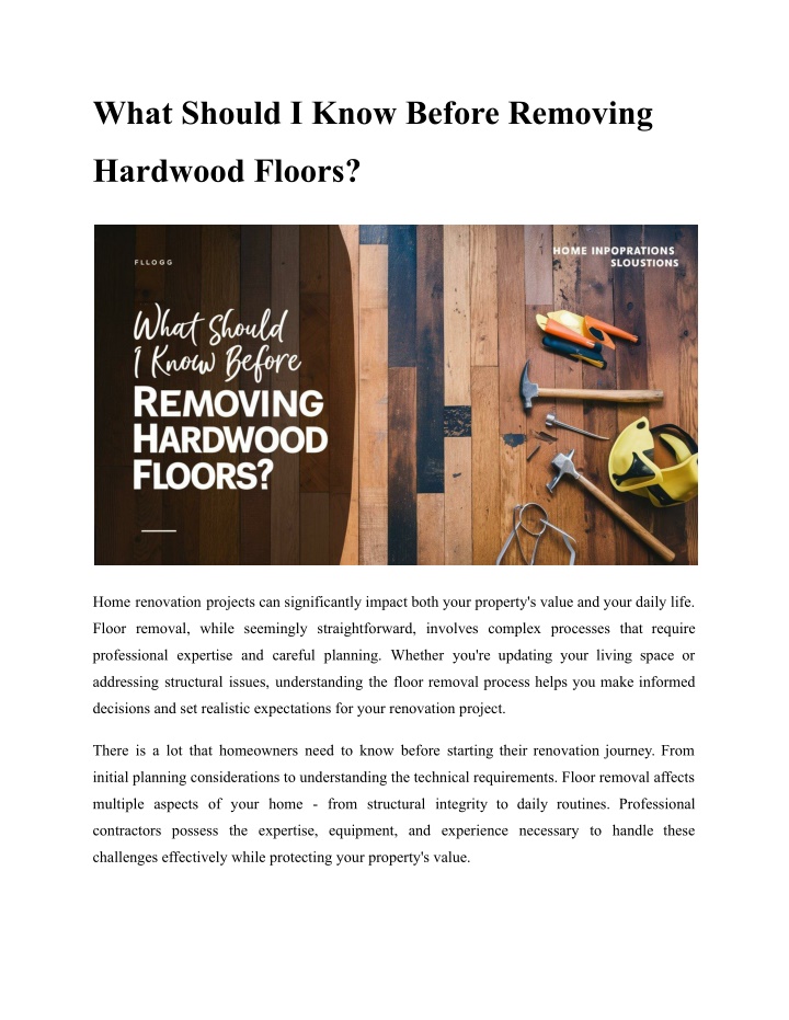 what should i know before removing n.w