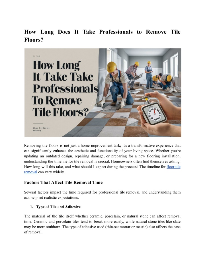 how long does it take professionals to remove n.w
