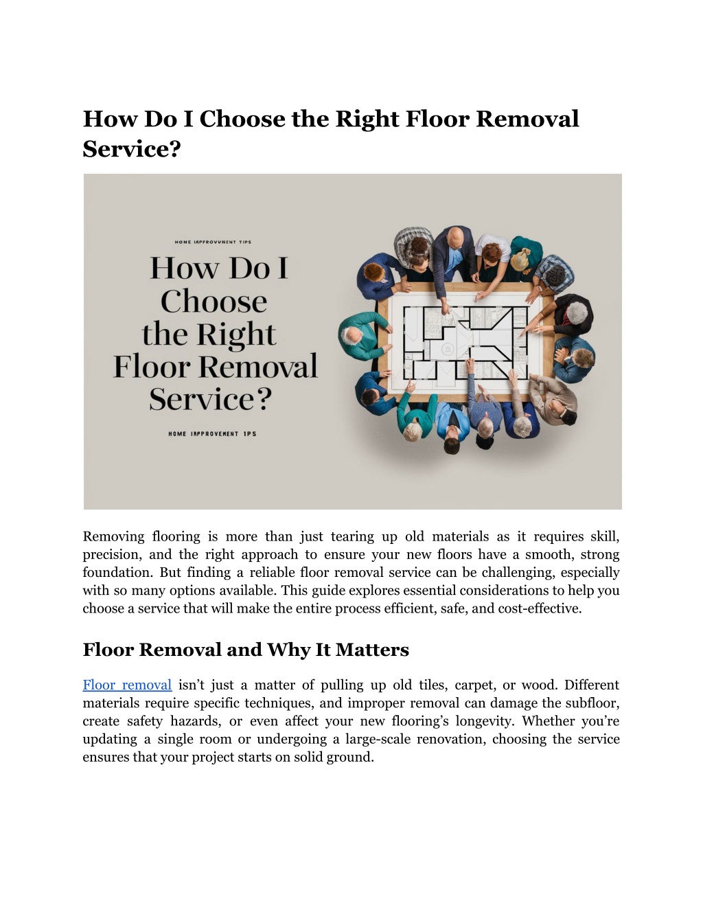 how do i choose the right floor removal service l.w