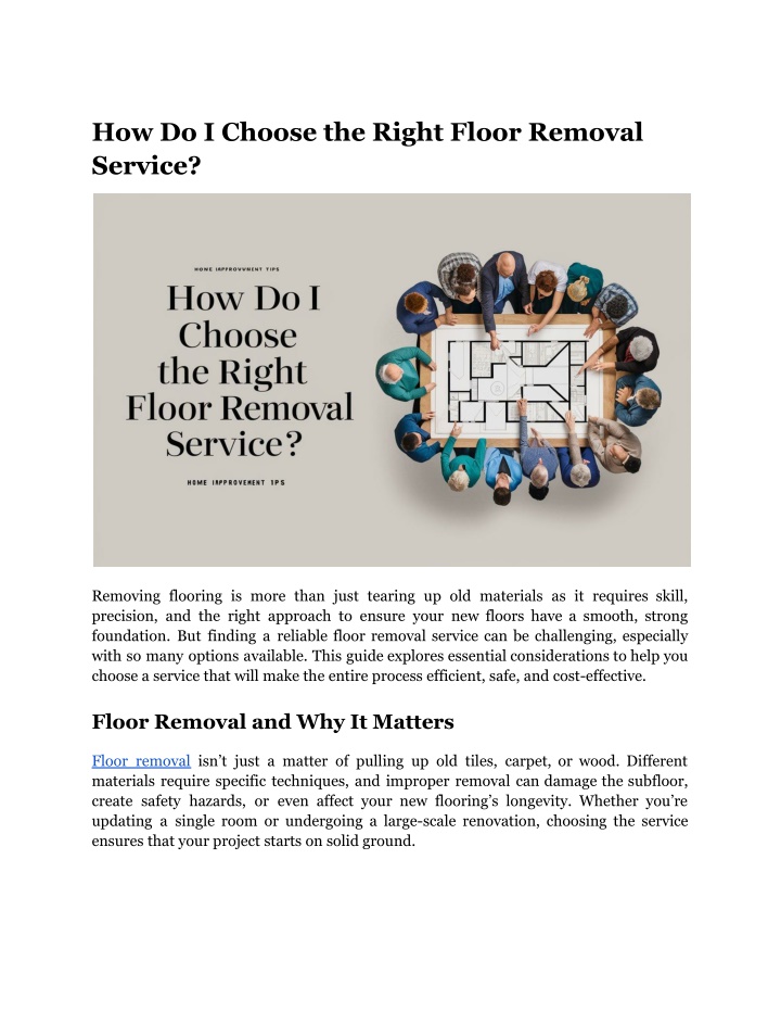 how do i choose the right floor removal service n.w