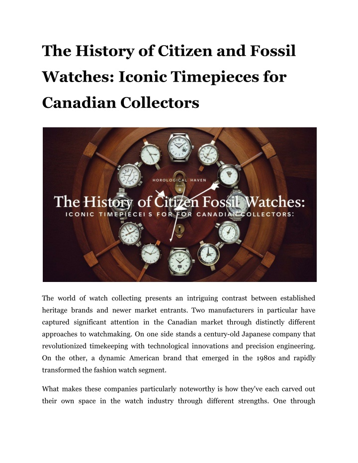 the history of citizen and fossil n.w