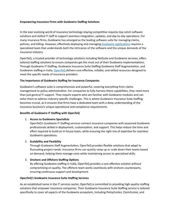 empowering insurance firms with guidewire n.w