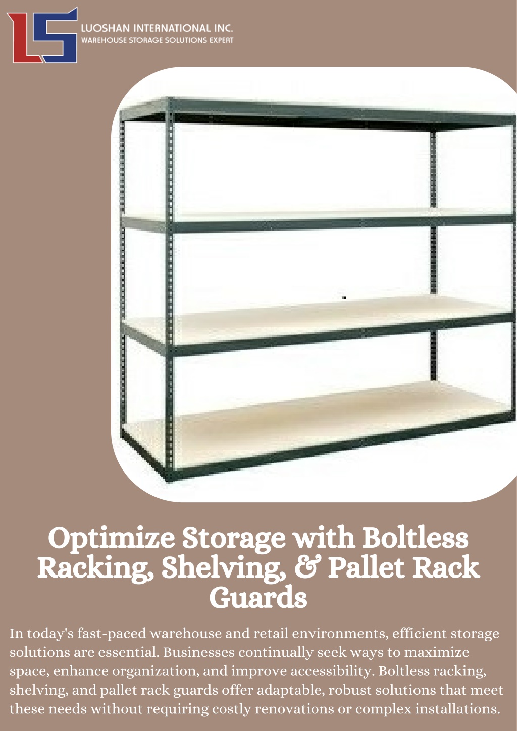 optimize storage with boltless racking shelving l.w