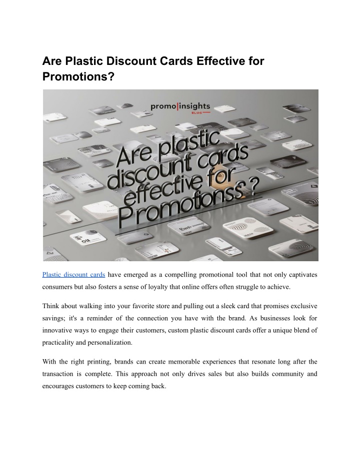 are plastic discount cards effective n.w