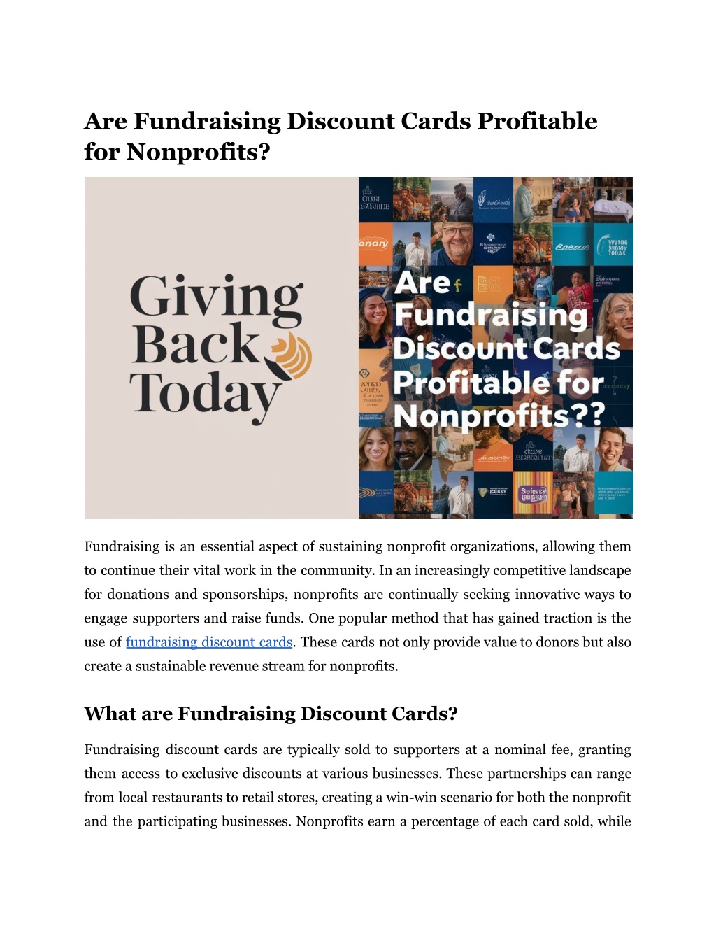 are fundraising discount cards profitable l.w