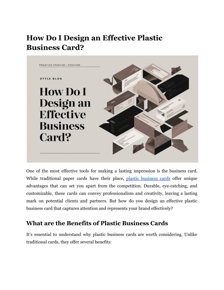 how do i design an effective plastic business card n.w