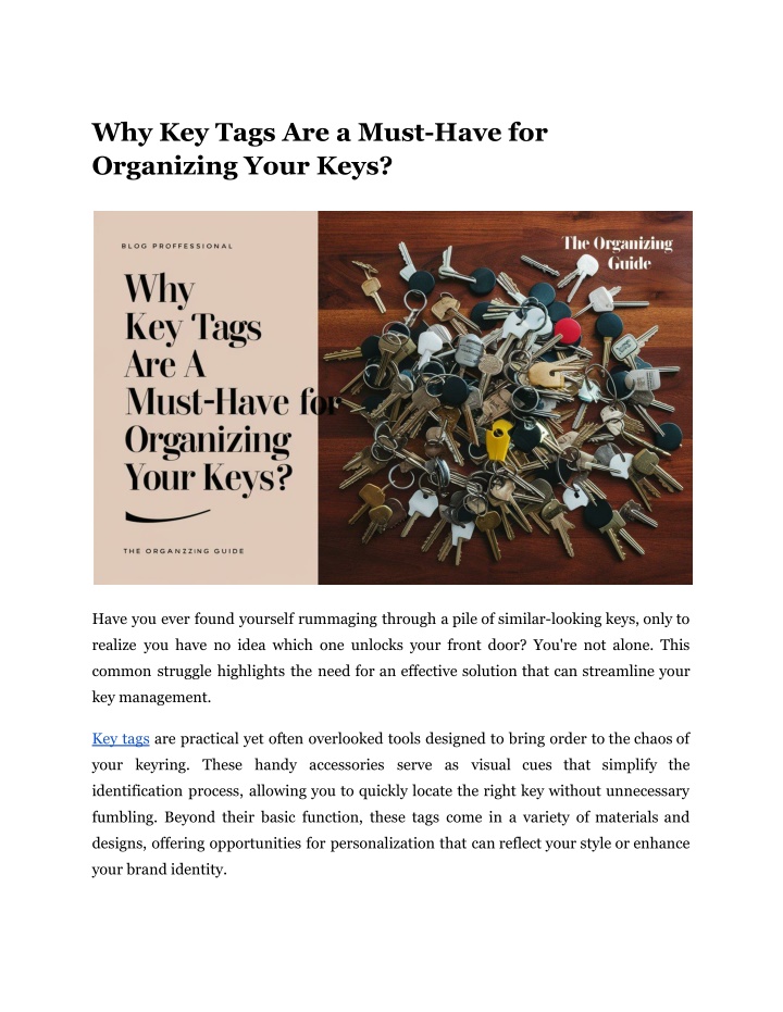 why key tags are a must have for organizing your n.w