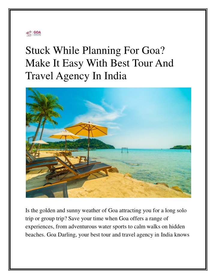 stuck while planning for goa make it easy with n.w