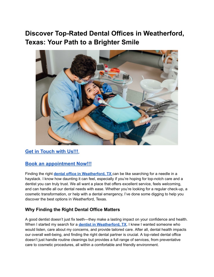 discover top rated dental offices in weatherford n.w