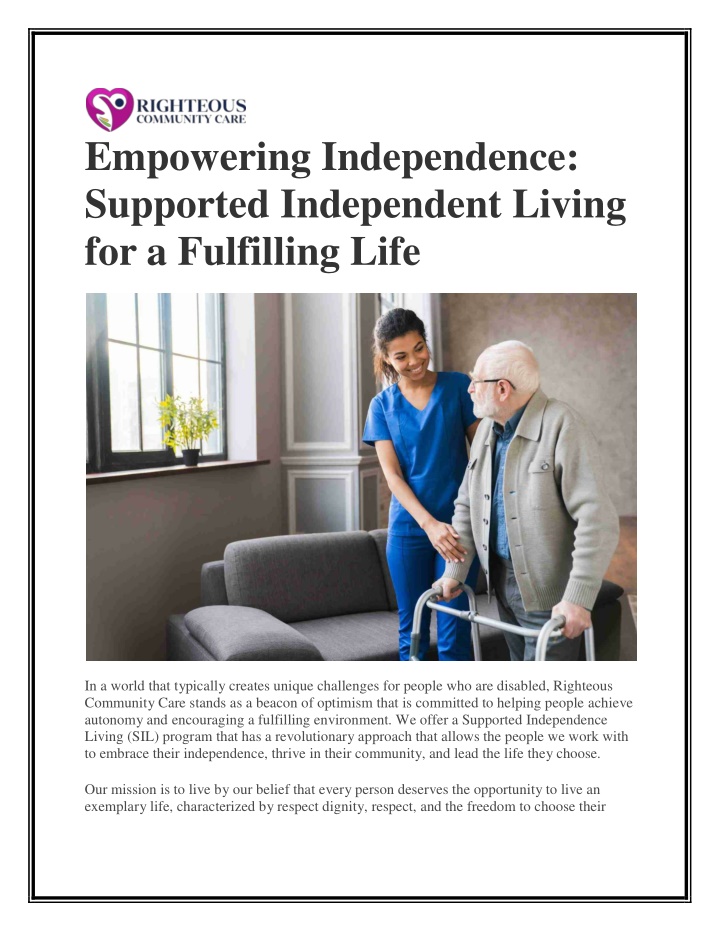 empowering independence supported independent n.w