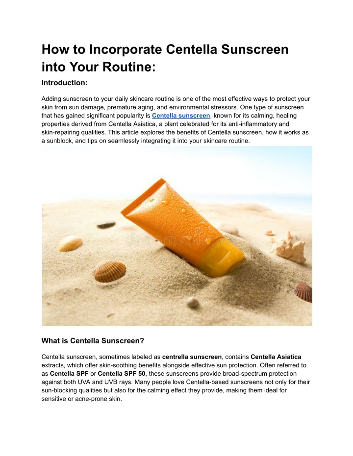 how to incorporate centella sunscreen into your n.w