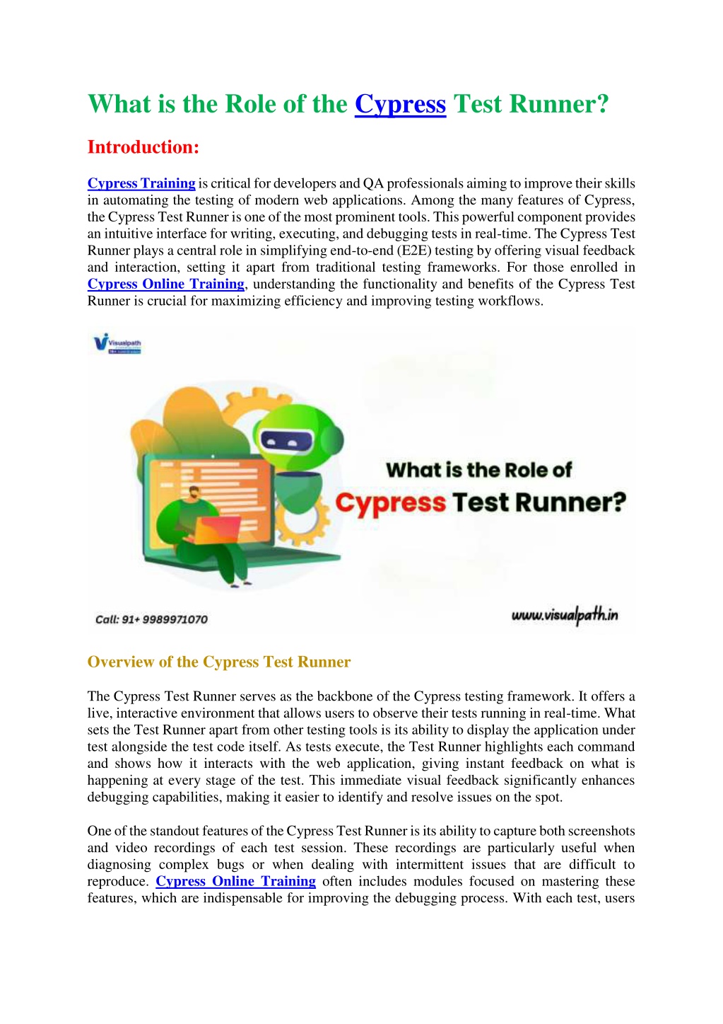 what is the role of the cypress test runner l.w