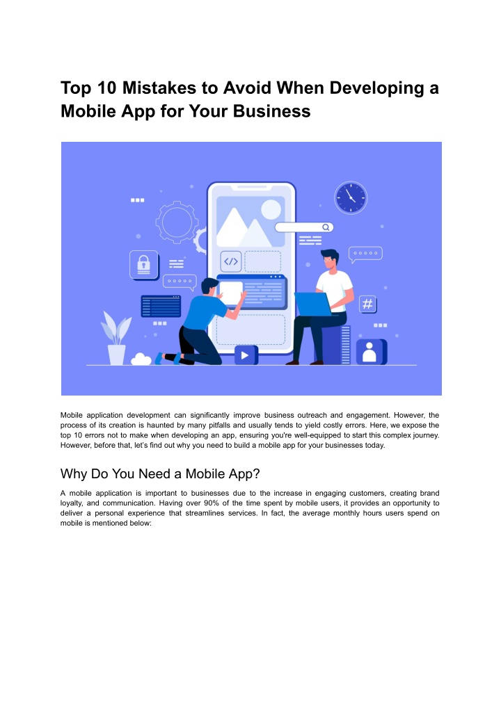 top 10 mistakes to avoid when developing a mobile n.w