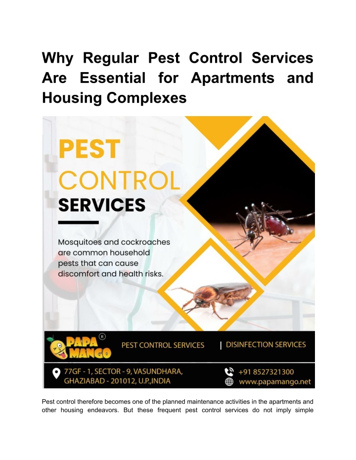 why regular pest control services are essential n.w