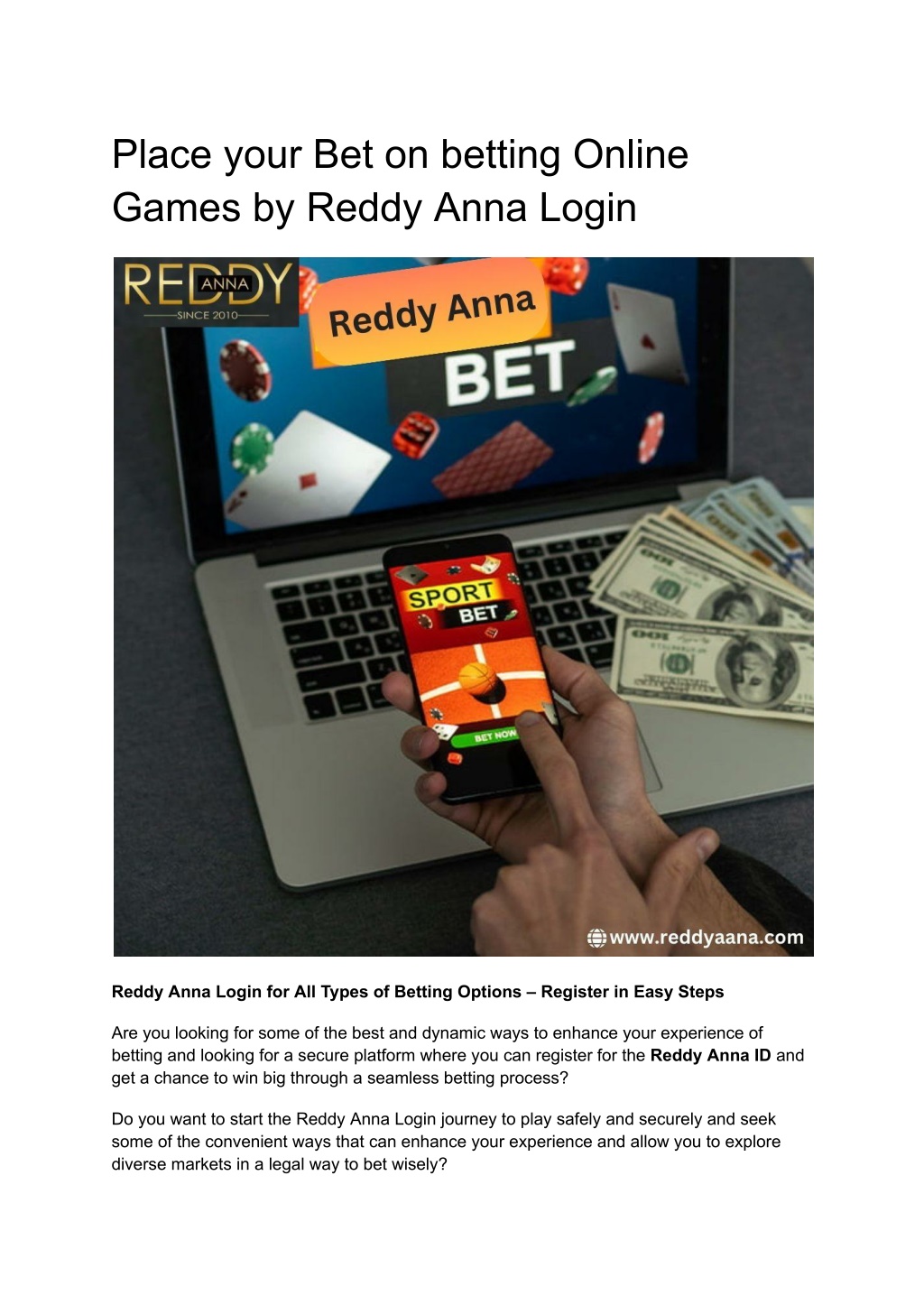 place your bet on betting online games by reddy l.w