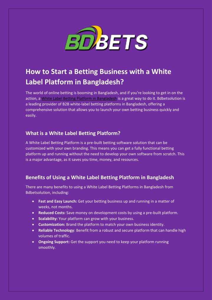 how to start a betting business with a white n.w