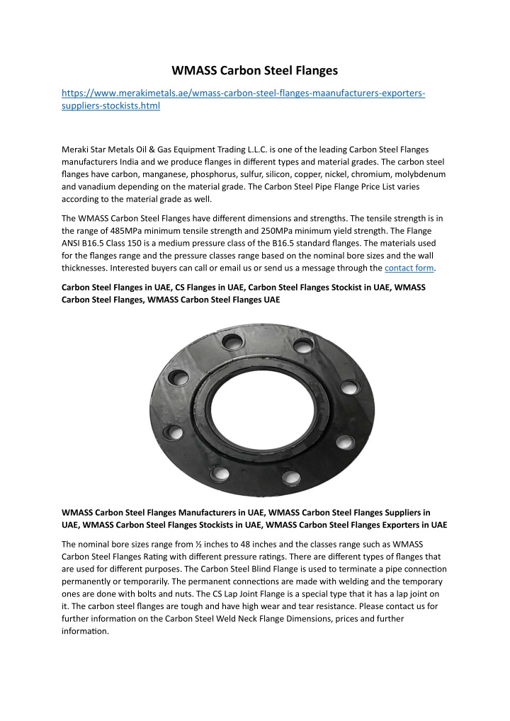 wmass carbon steel flanges n.w