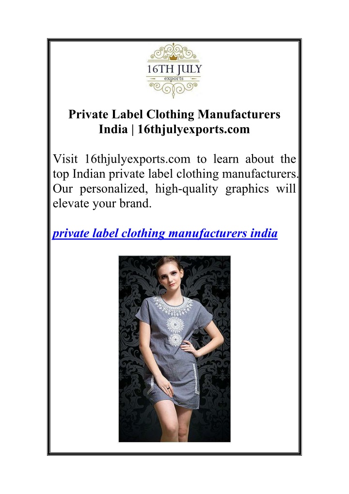 private label clothing manufacturers india n.w