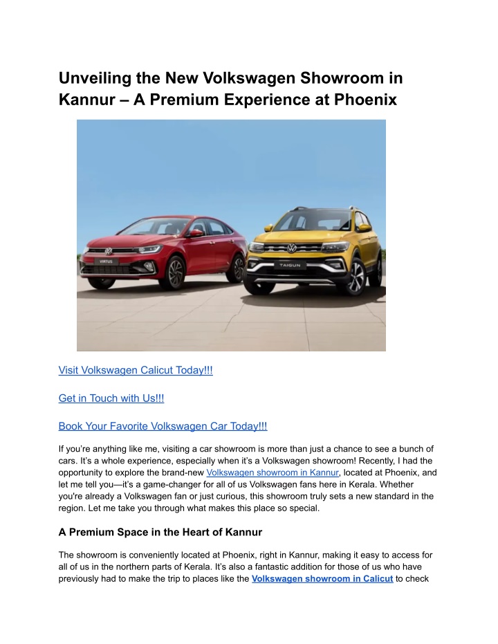 unveiling the new volkswagen showroom in kannur n.w