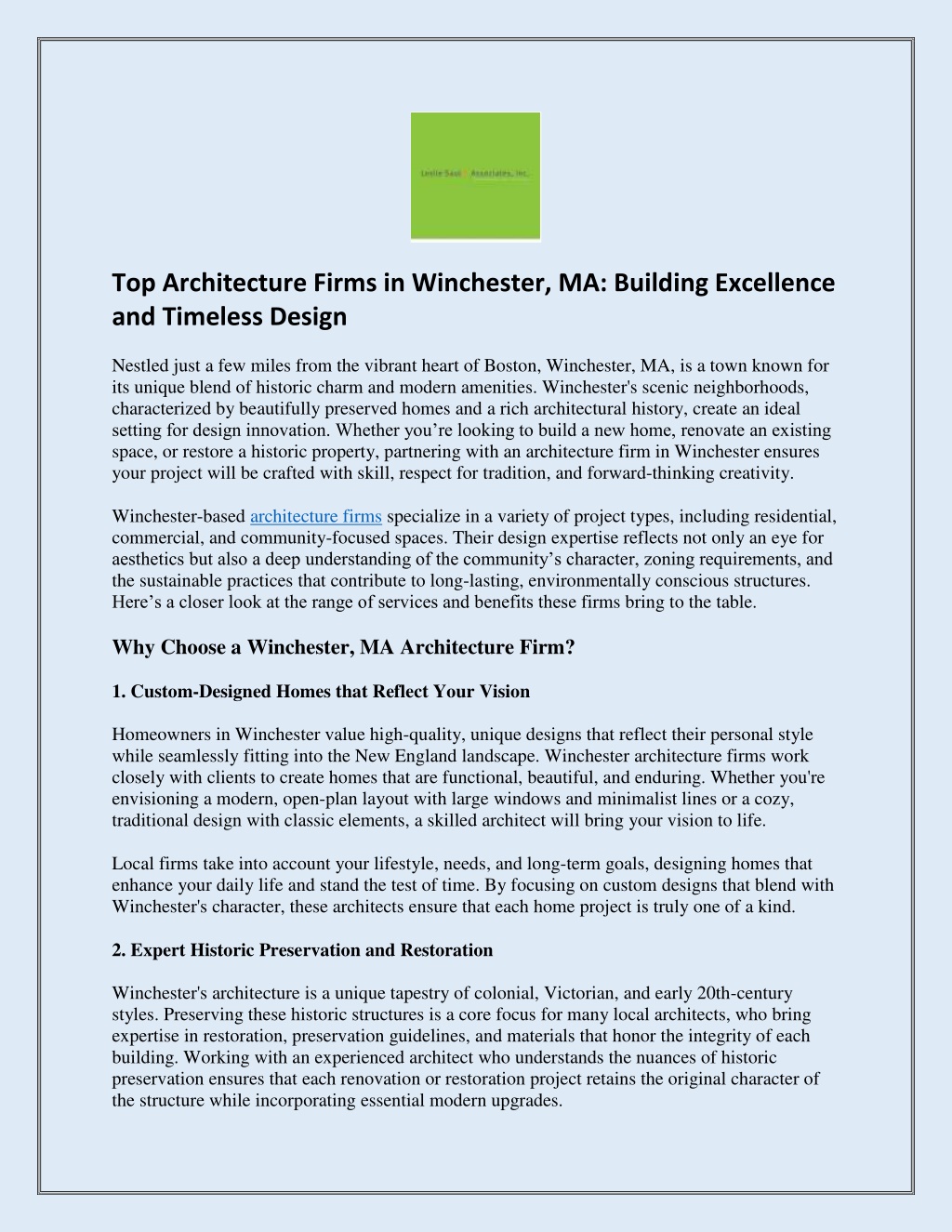 top architecture firms in winchester ma building l.w