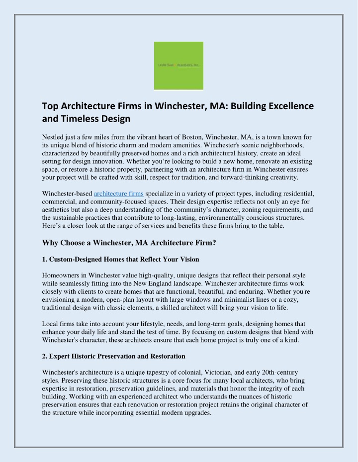 top architecture firms in winchester ma building n.w