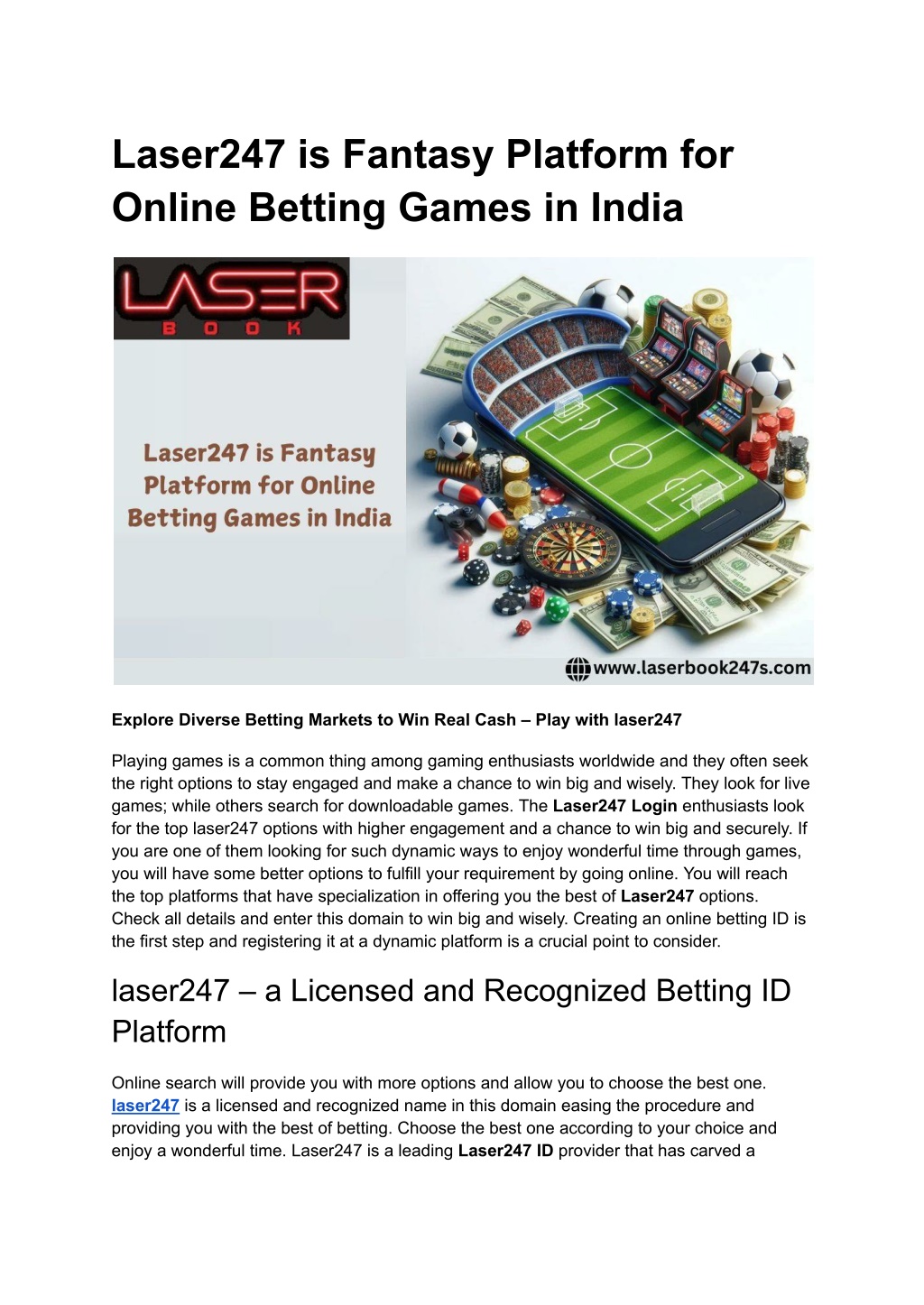 laser247 is fantasy platform for online betting l.w