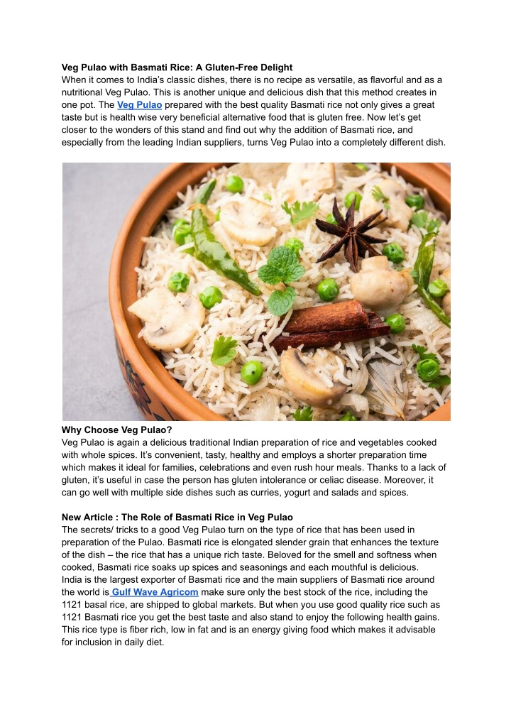 veg pulao with basmati rice a gluten free delight n.w