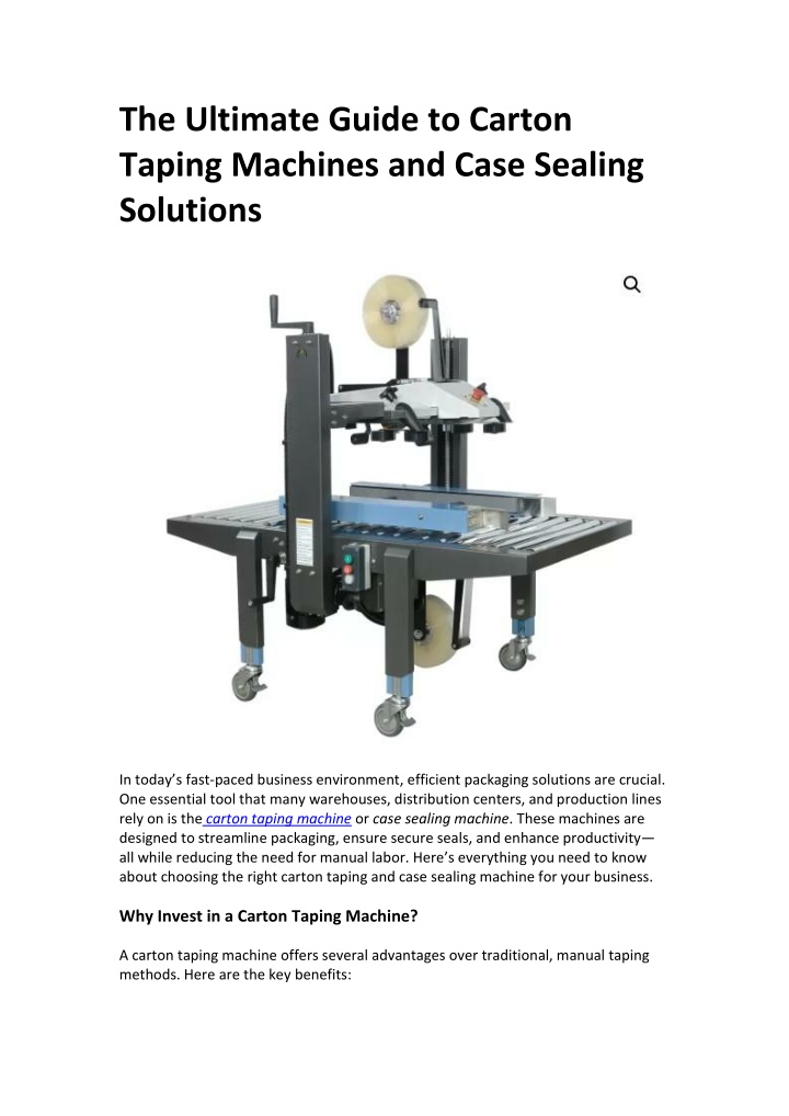 the ultimate guide to carton taping machines n.w