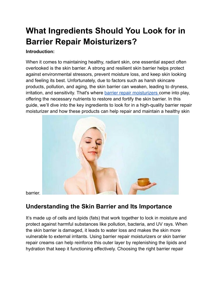 what ingredients should you look for in barrier n.w