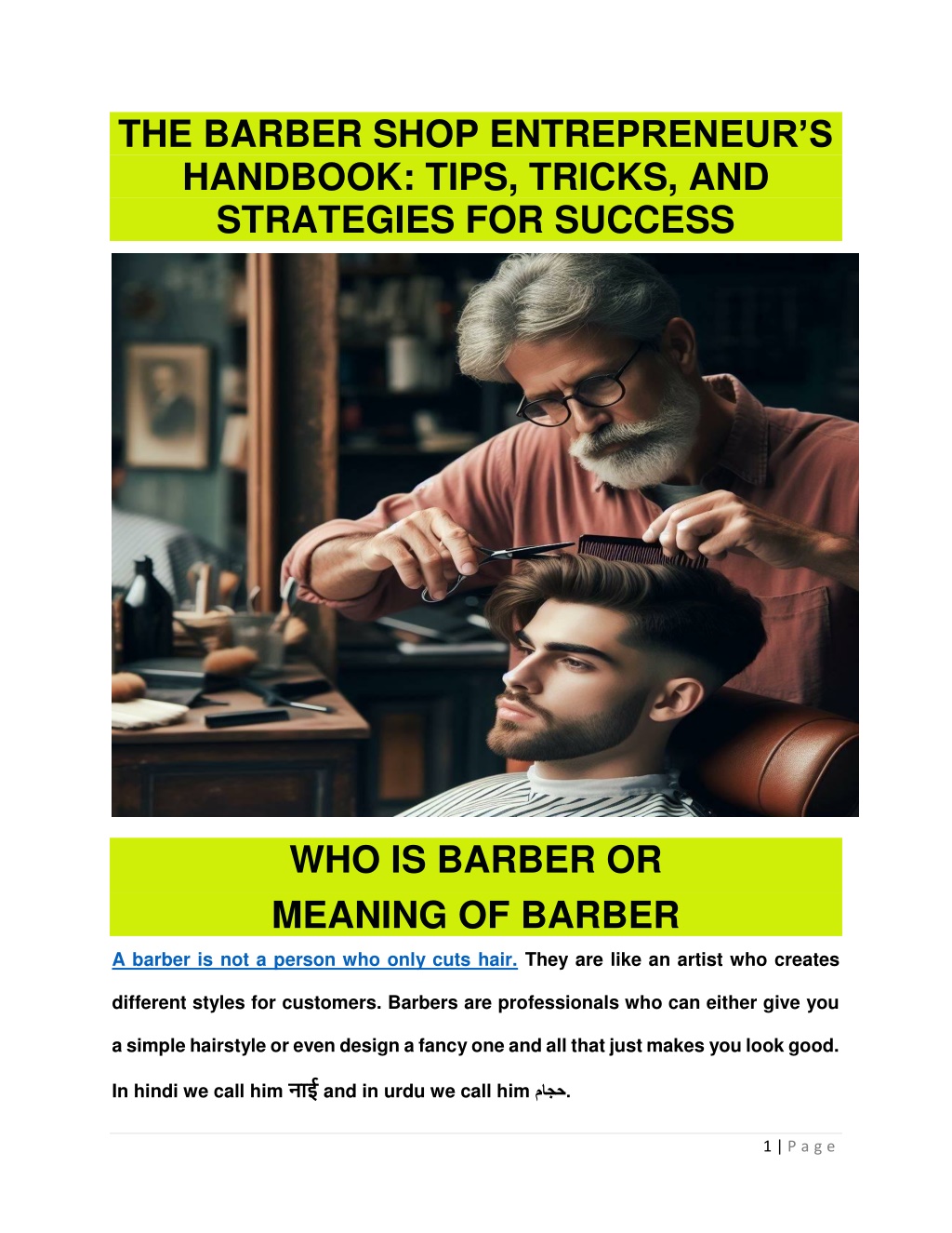 the barber shop entr epreneur s handbook tips l.w