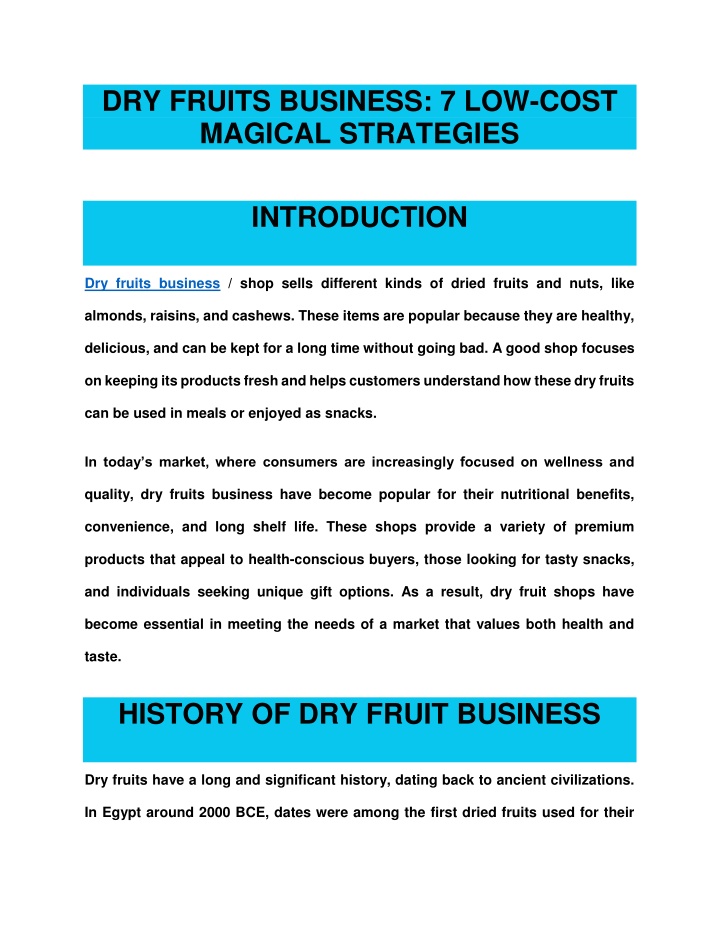 dry fruits business 7 low cost magical strategies n.w