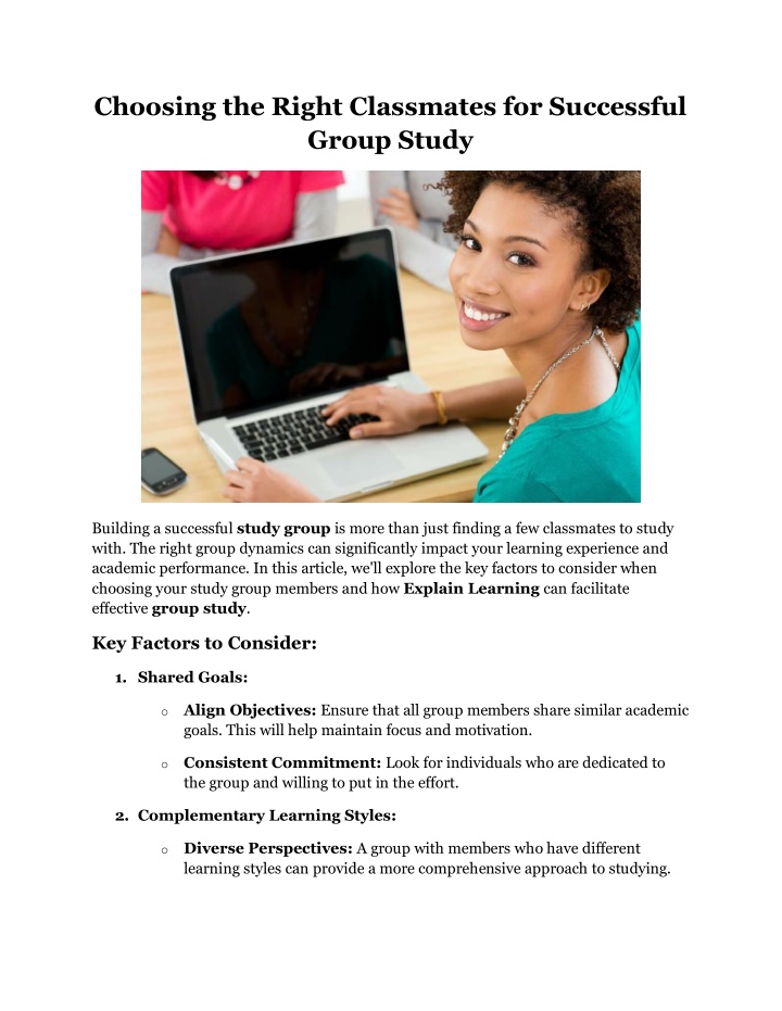 choosing the right classmates for successful n.w