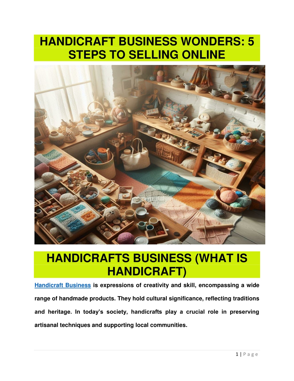 handicraft business wonders 5 steps to selling l.w