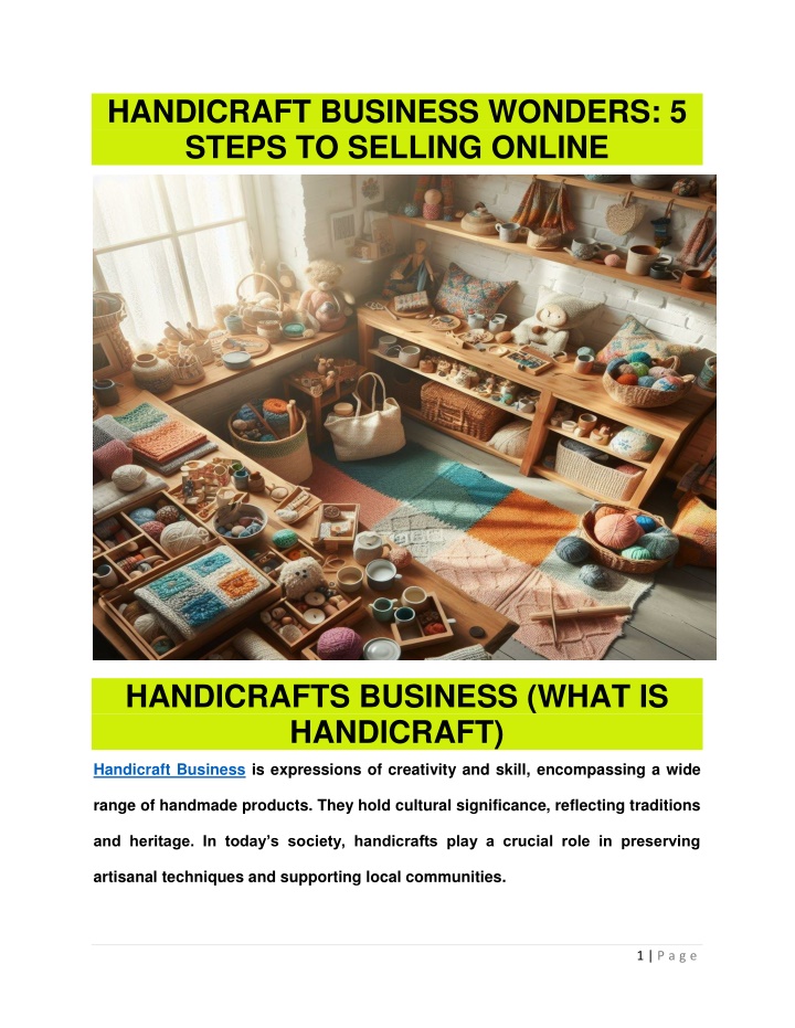 handicraft business wonders 5 steps to selling n.w
