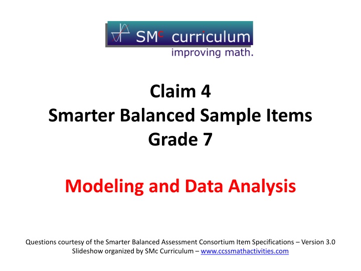 Grade 7 Math Modeling and Data Analysis Questions