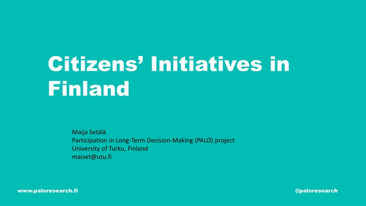 Finnish Citizens Initiatives: Empowering Public Participation in Decision-Making