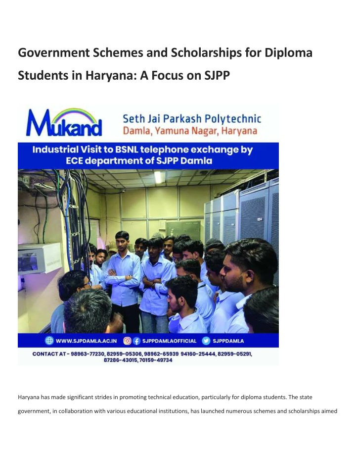 government schemes and scholarships for diploma n.w