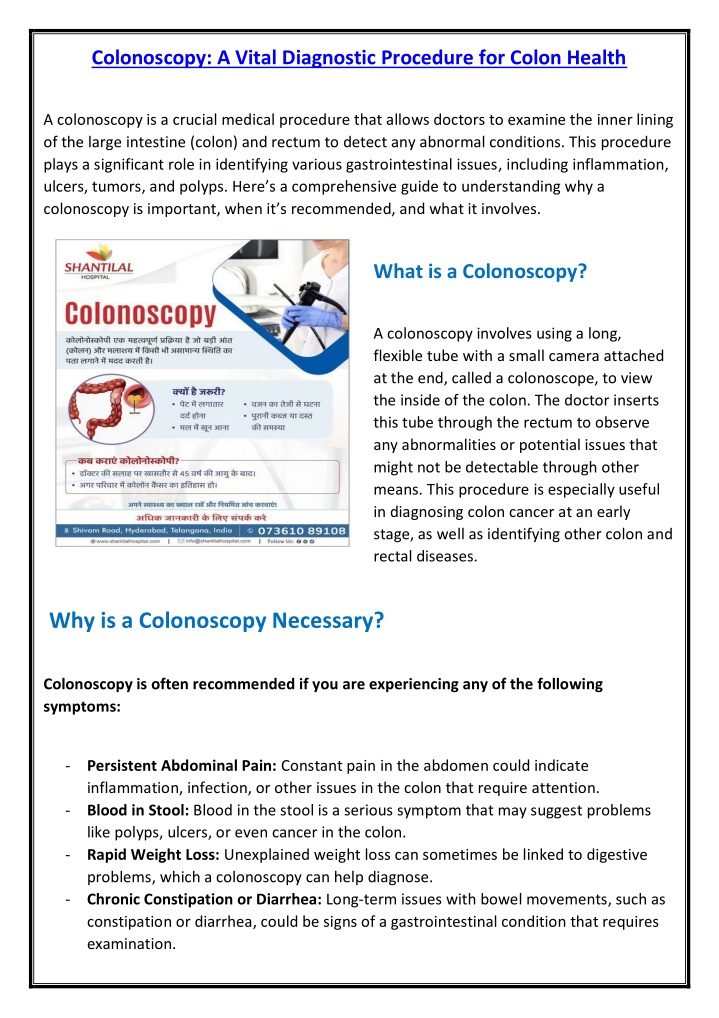 colonoscopy a vital diagnostic procedure n.w