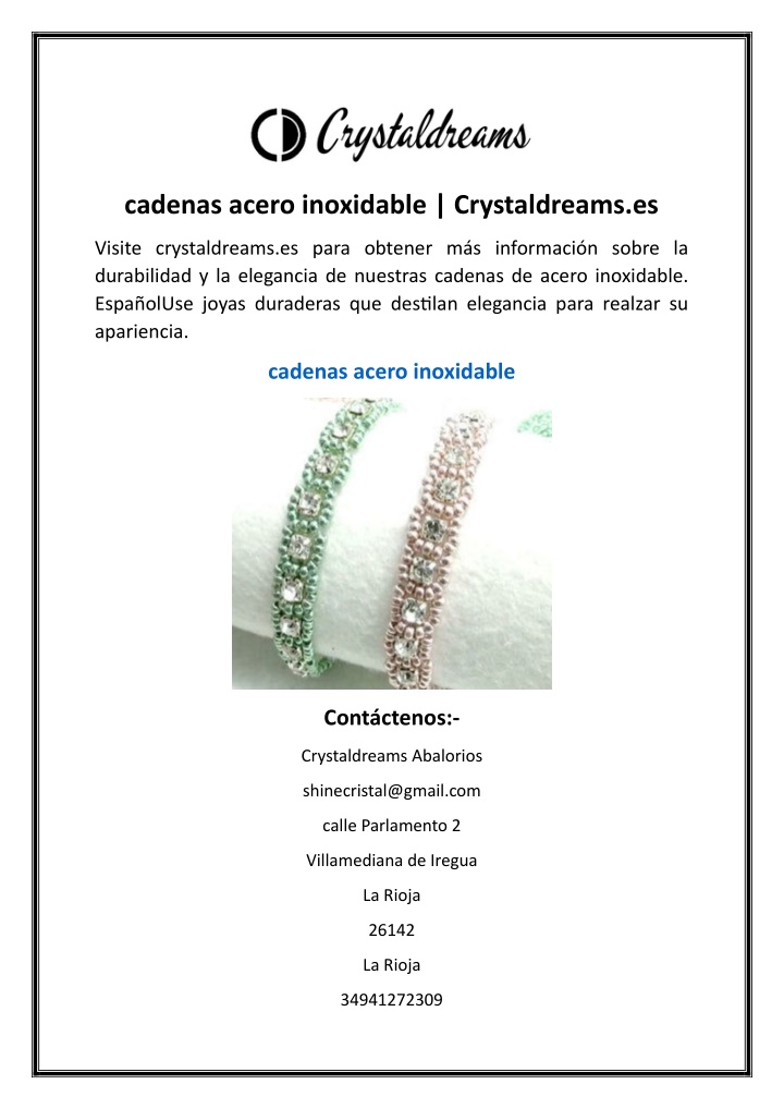 cadenas acero inoxidable crystaldreams es n.w