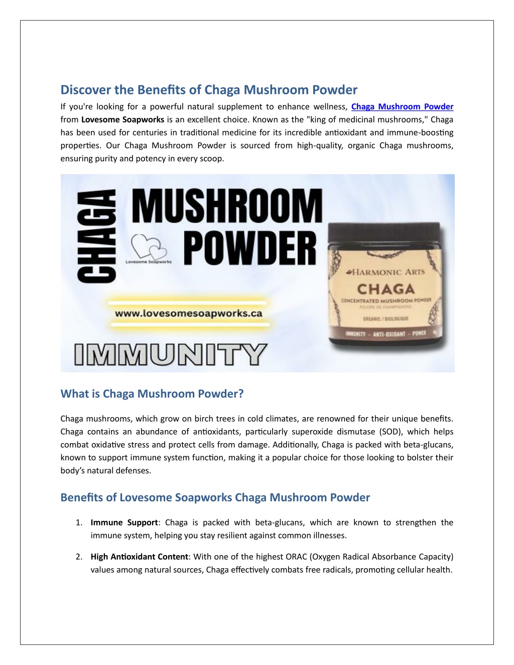 discover the benefits of chaga mushroom powder l.w