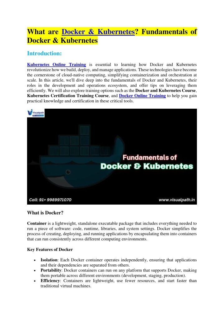 what are docker kubernetes fundamentals of docker n.w