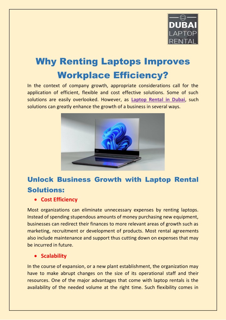 why renting laptops improves workplace efficiency n.w