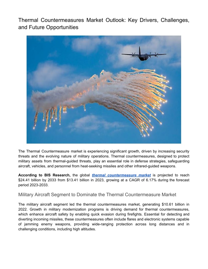 thermal countermeasures market outlook n.w